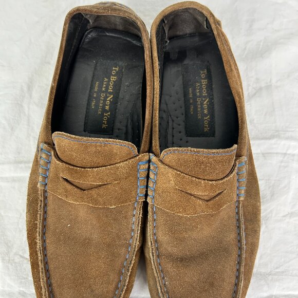 To Boot New York Suede Loafers Size 8.5 Brown Blue - Picture 1 of 7